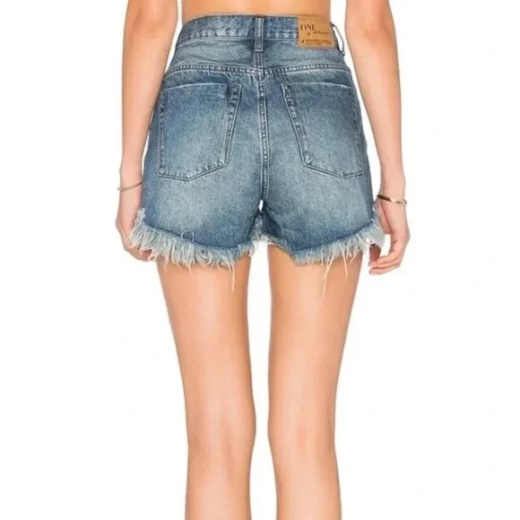 Revolve One Teaspoon High Waist Bonita Jean Short Fringe Blue Distressed Cutoffs - Picture 15 of 15